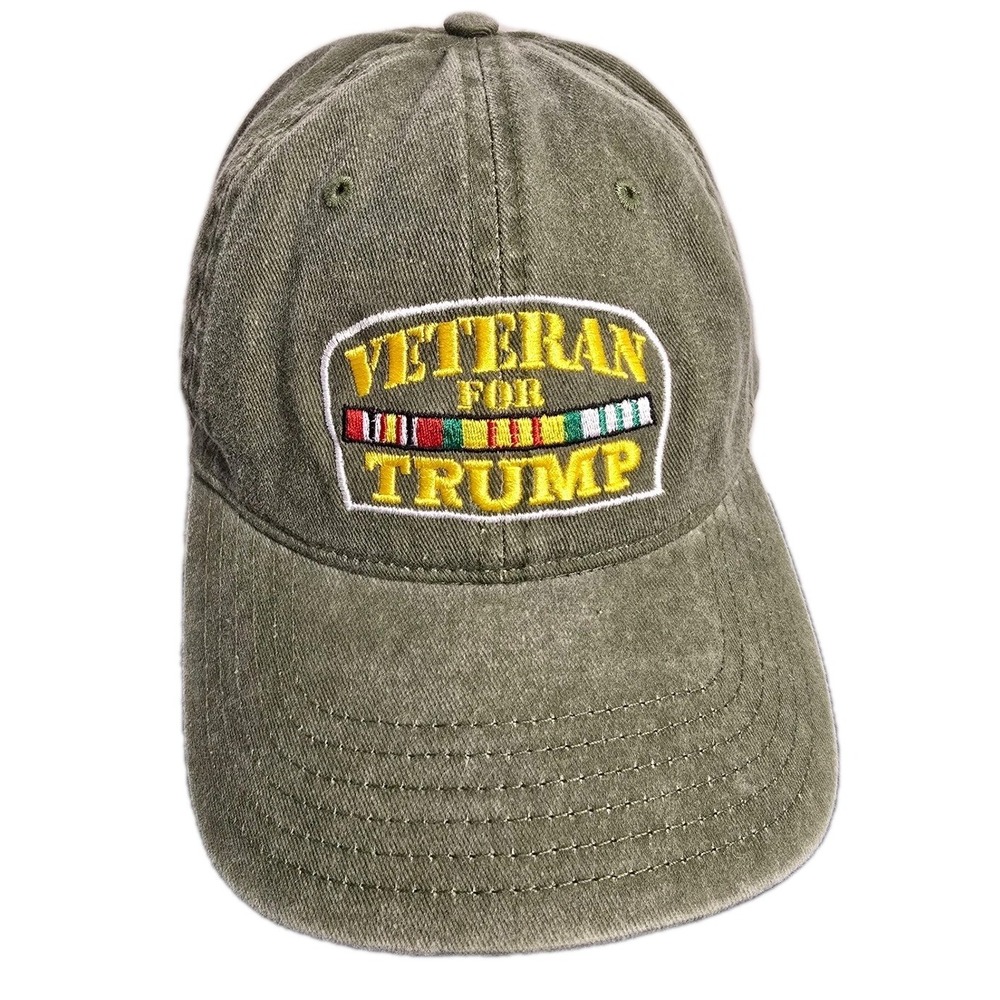 Veteran for Trump Hat Otto Olive Green Washed Twill Adjustable Baseball Cap Hat